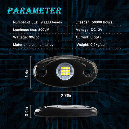 1 Piece 9LED Car LED Rock Light RGB Exterior Atmosphere Light Car Bottom Lamp For Jeep Offroad Truck ATV UTV Underbody Boat Side