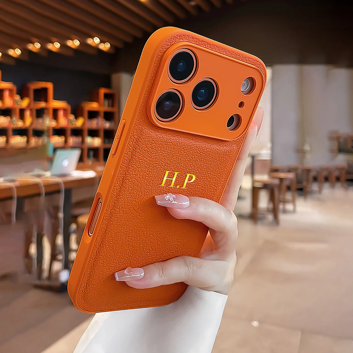 Personalized Name Faux Leather Phone Case For iPhone 17 16 15 14 13 Pro Max Plus Air Custom Initials DIY Hot Gold Foil Stamping