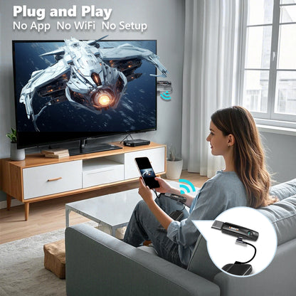 1080P HDMI Dual Band Wireless Transmitter and Receiver 100M Transmission Mini Video TV Stick Extender for Office Conference Home