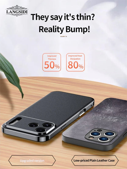 Luxury Leather Phone Case for iPhone 17 16 15 14 Pro Max Air 17Pro 16Pro Full Lens Protection Back Cover