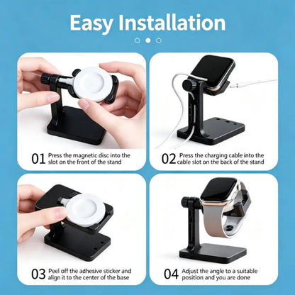 Adjustable Angle Universal Smart Watch Charging Stand Holder Anti‑Slip Stable Desktop Charger Dock Station For Apple Samsung