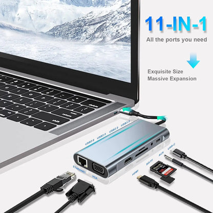 USB3.0 USB C Hub Type-C to 4K HDMI-compatible RJ45 PD Charge SD/TF Card Reader Type C To USB Adapter Dock For MacBook Air Pro PC