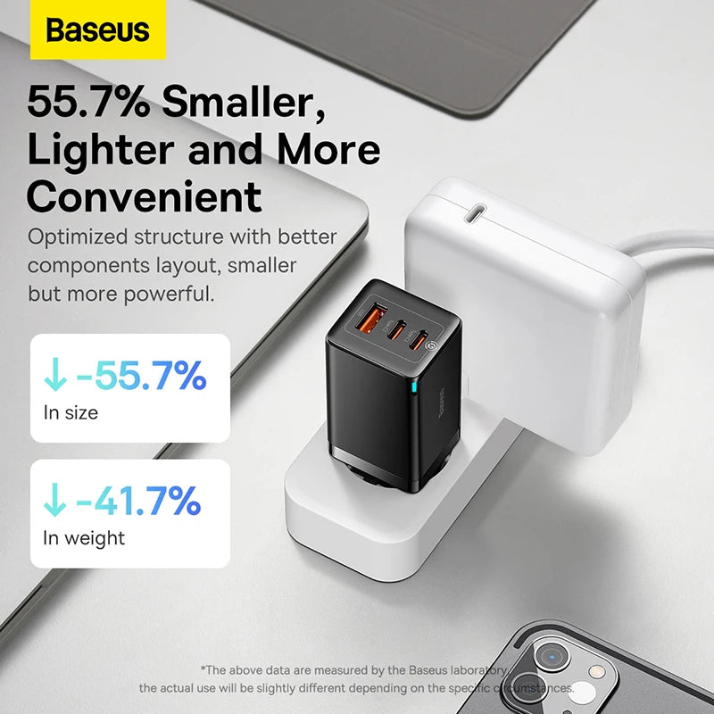 Baseus GaN 65W USB C Charger Quick Charge 4.0 3.0 QC4.0 QC PD3.0 PD USB-C Type C Fast USB Charger For iPhone 16 15 Pro MacBook