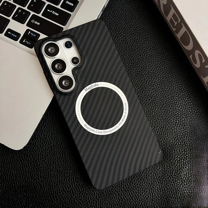For Magsafe Magnetic Phone Case For Samsung Galaxy S25 S23 S24 S22 S21 S26 Ultra Plus Luxury Thin Slim Carbon Fiber Bumper Cover