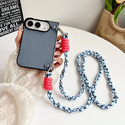 For iPhone Duo Fold Phone Case Crossbody Lanyard Solid Color Woven Case Shockproof Anti Scratch for iPhone Duo Protective Cover