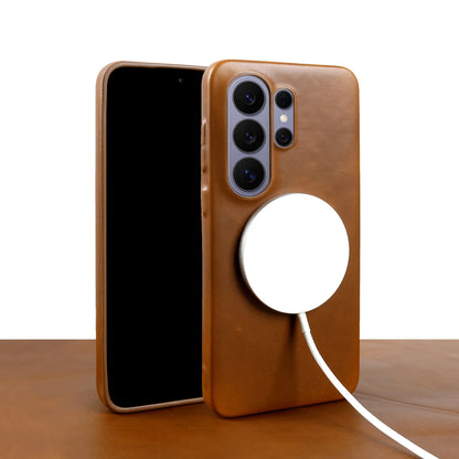 For Magsafe Oil Wax Genuine Leather Magnetic Case For Samsung Galaxy S26 Ultra S25 S23 S24 FE S22 S21 Plus S20 Phone Back Cover