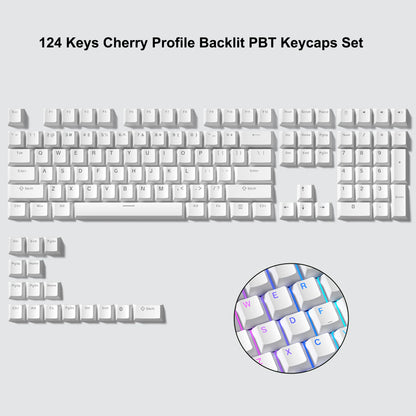 140 Keys White Grey PBT Keycap RGB Shine Through Double Shot Keycaps Cherry Profile for MX Switches  Mechanical Gaming Keyboard