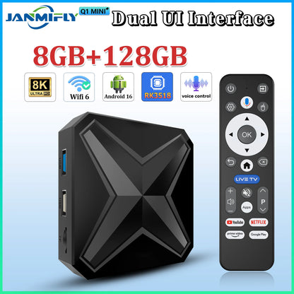 2026 New Smart TV Box Q1MINI+ Dual UI Interface Android 16 RK 3518 Google Assistant HD 8K Video Media Player Set-Top-Box