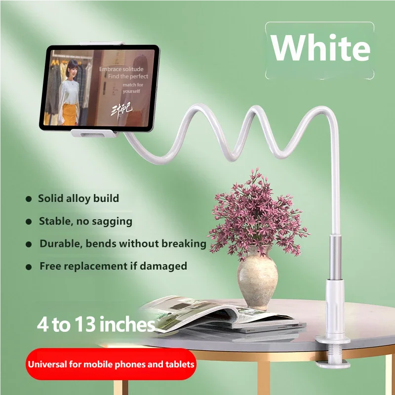 Flexible Gooseneck Phone Tablet Holder, Bed Desk Clamp for TV/Movies, Live Stream, Photo, Compatible with iPhone iPad Samsung