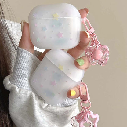 Matte colorful stars ins shockproof pendant crystal cool earphone case for apple airpods 1 3 pro 2nd 2 wireless bluetooth box