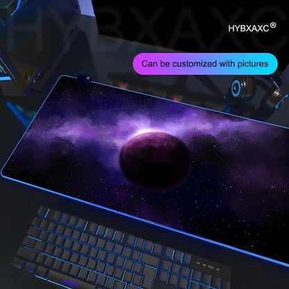 Hot Cosmos Space Solar System Planet Mouse Pad RGB Gaming Mouse Pad HD Gamer Large LED Light XXL PC Computer Carpet