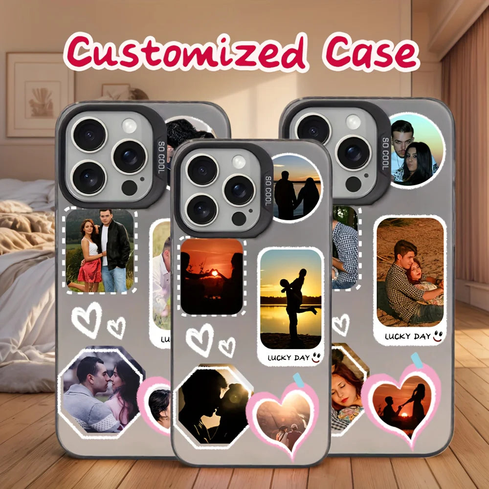 For iPhone 16 16e 15 14 13 12 11 Pro Max Mini SE 2020 2022 XS XR 7 8 Plus DIY Couple Photo Customized Design IMD Shockproof Case