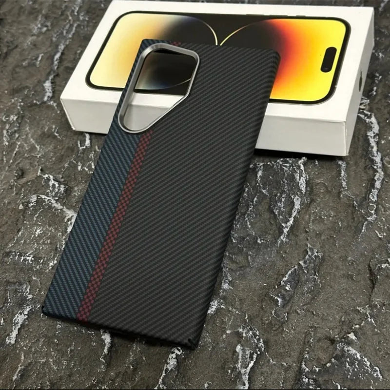Luxury Carbon Fiber Wireless for Magsafe Case for Samsung Galaxy S26 S25 S23 S24 S22 Ultra Plus Alloy Lens Protection Hard Cover