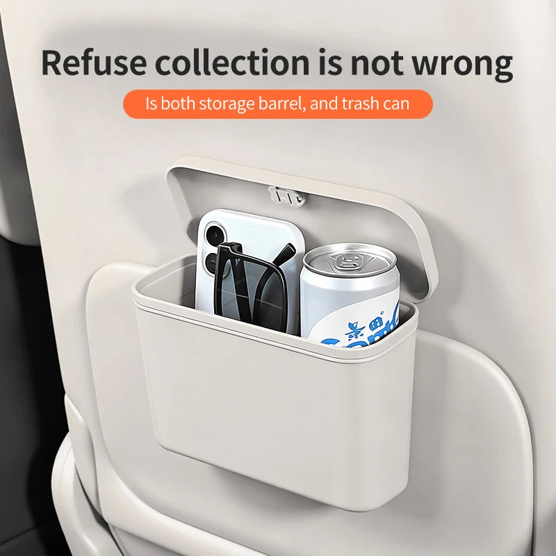 Luxury Portable Hanging Mini Car Trash Can Wastebasket Trash Car Interior Clip-on Storage Pouch Dry and Wet Use Hanging Storage