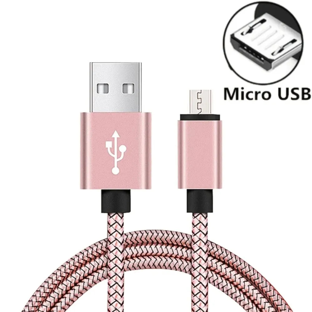 Micro USB Cable Data Sync 2A Fast Charging 1/3/5pcs Nylon Braided Charger Cable For Samsung Huawei HTC Android USB Micro Phone