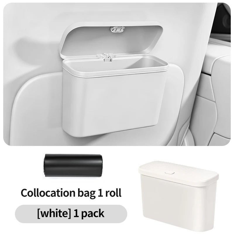 Luxury Portable Hanging Mini Car Trash Can Wastebasket Trash Car Interior Clip-on Storage Pouch Dry and Wet Use Hanging Storage