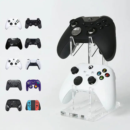 Universal 2-Tier Gaming Controller And Headphone Stand Sturdy Desktop Organizer Clear Acrylic Gamepad Display Holder