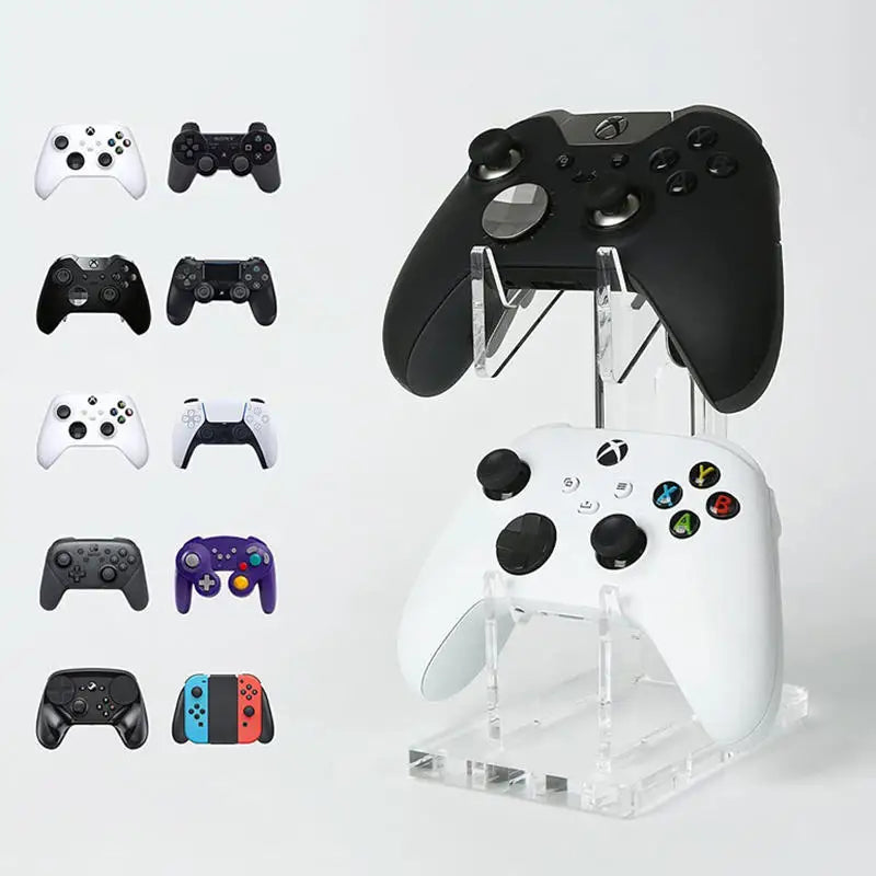 Universal 2-Tier Gaming Controller And Headphone Stand Sturdy Desktop Organizer Clear Acrylic Gamepad Display Holder