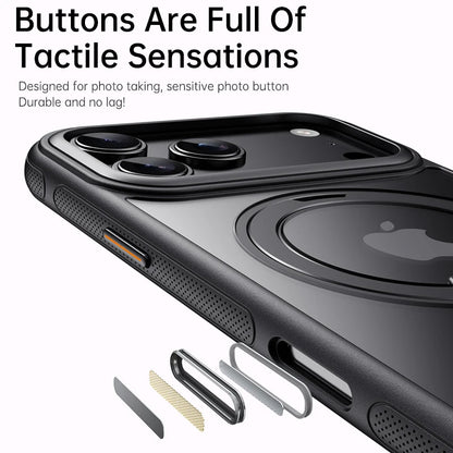 Transparent Magnetic Case for iPhone 17 Air 16 Plus 15 14 13 18 17 Pro Max 16e 360° Rotating Ring Holder Kickstand Cover LMD003