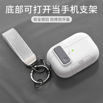 2025 New For AirPods Pro 3 Phone Stand Case Cover Magnetic Auto Lock TPU Shockproof Protective Sleeve With Hook for AirPods Pro3