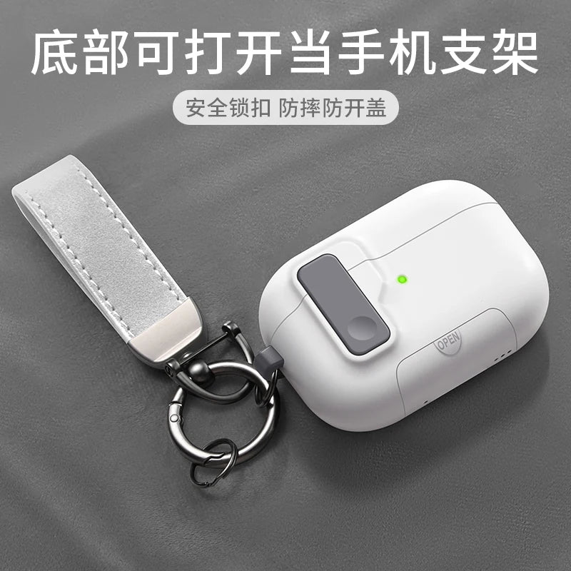 2025 New For AirPods Pro 3 Phone Stand Case Cover Magnetic Auto Lock TPU Shockproof Protective Sleeve With Hook for AirPods Pro3