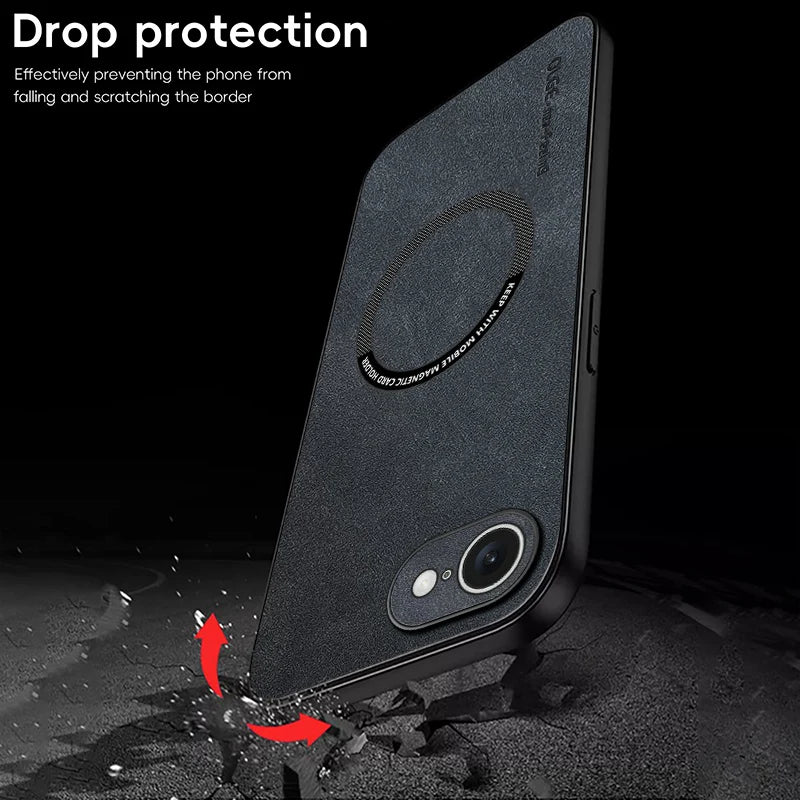 Magnetic Retro Leather Soft Case For iPhone 16E 17E iPhone16E iPhone17E 5G Wireless Charging Phone Case Cover