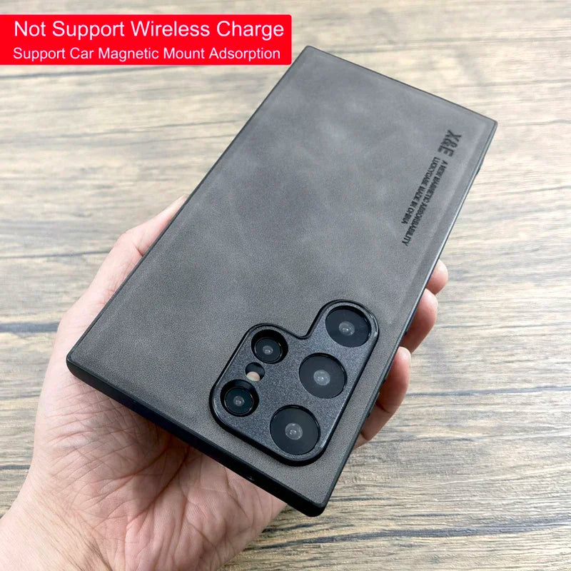 Leather Car Mount Magnetic Case For Samsung Galaxy S25 S24 S23 S22 S21 S20 FE Note 20 Ultra Plus A55 A54 A53 A52 A15 5G Cover
