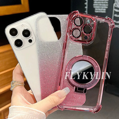 For Google Pixel 9 9A 9 10 Pro XL 10A 7 7A 8 8A Transparent Protective Soft Shell With Pearl Bracelet For Mirror Holder