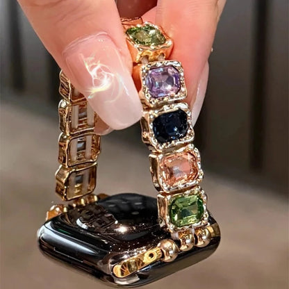 Elastic Diamond Strap For Apple Watch Band 38mm 40 41 42 44 45 46 49mm Metal Women Jewelry Bracelet iWatch S11 10 9 8 7 6 5 4