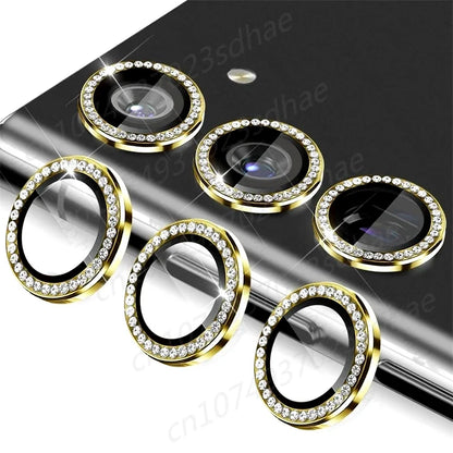Bling 3D Diamond Metal Camera Ring Protector For Samsung Galaxy A55 A35 A54 A34 A15 5G Alloy Lens HD Tempered Glass Protect Cap