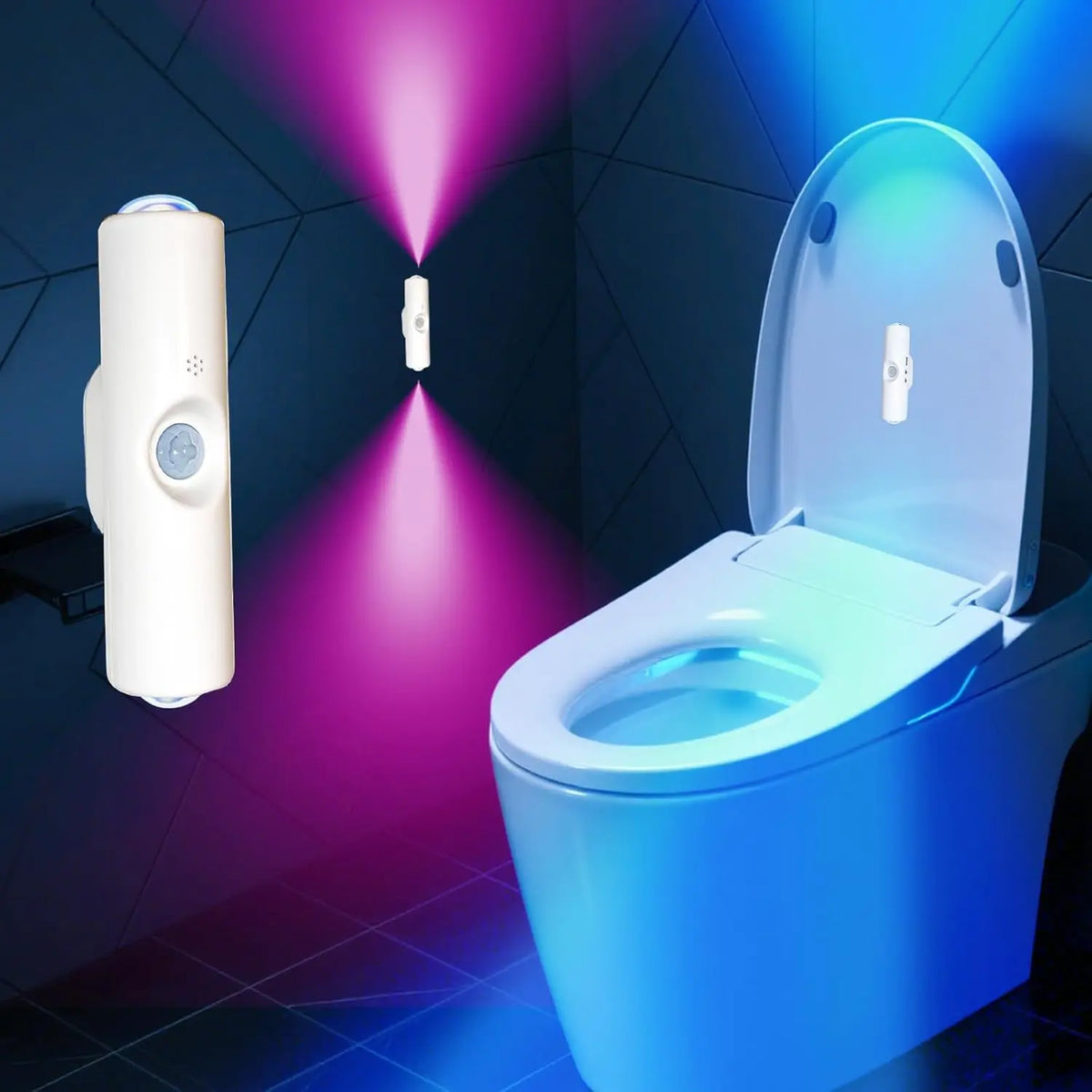 Motion sensor night light 7-color led toilet night light bedroom living room corridor double-headed wireless wall lamp magnetic