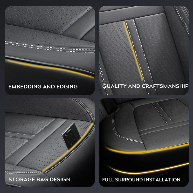 Car Seat Cover Punched NAPPA Leather Full Set Seat Protector Cover Universal Breathable Seat Cushion Auto Interior Universal Set