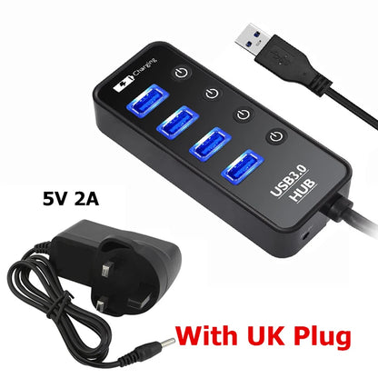 USB HUB 3.0 4 Port Smart Phone Charger Multi For Ipad MacBook Pro Computer PC Notebook Laptop Accessories With Power Adapter