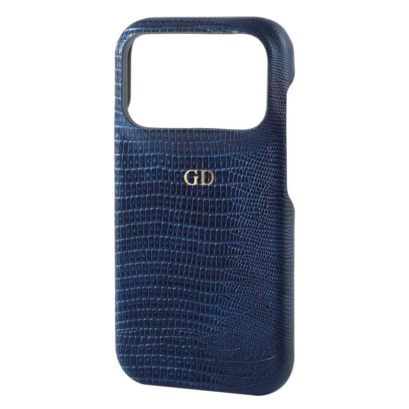 Personalise Gold Initials Letters Leather Cases For iPhone 17 Pro Max 16 Pro 15 14 13 Pro Max Luxury Lizard PU Hard Cover