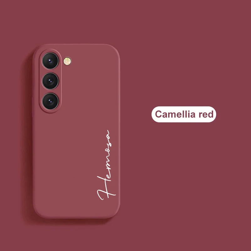 Customized Personalized Name Initials Soft Liquid Silicon DIY Case For Samsung S24 S23 S22 S21 S20FE Ultra Plus Cover For S23FE