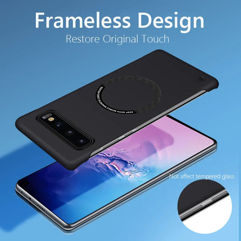 Frameless Magnetic For Magsafe Slim Case For Samsung Galaxy S9 S10 Plus S10Plus S9Plus Wireless Charging Hard Back Cover