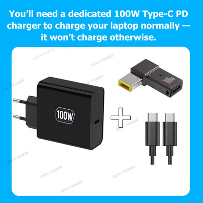 100W USB Type C Fast Charging Adapter Plug Connector Universal USB C Laptop Charger Converter for Dell Asus Hp Acer Lenovo