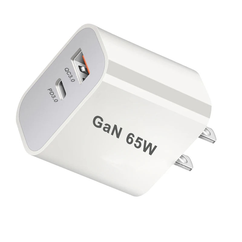 UK/AU/EU/US USB C Charger 65W PD 3.0 GaN Charger Type C Power Adapter With 2-Port Fast Wall Charger Compatible for iPhone 13 USB