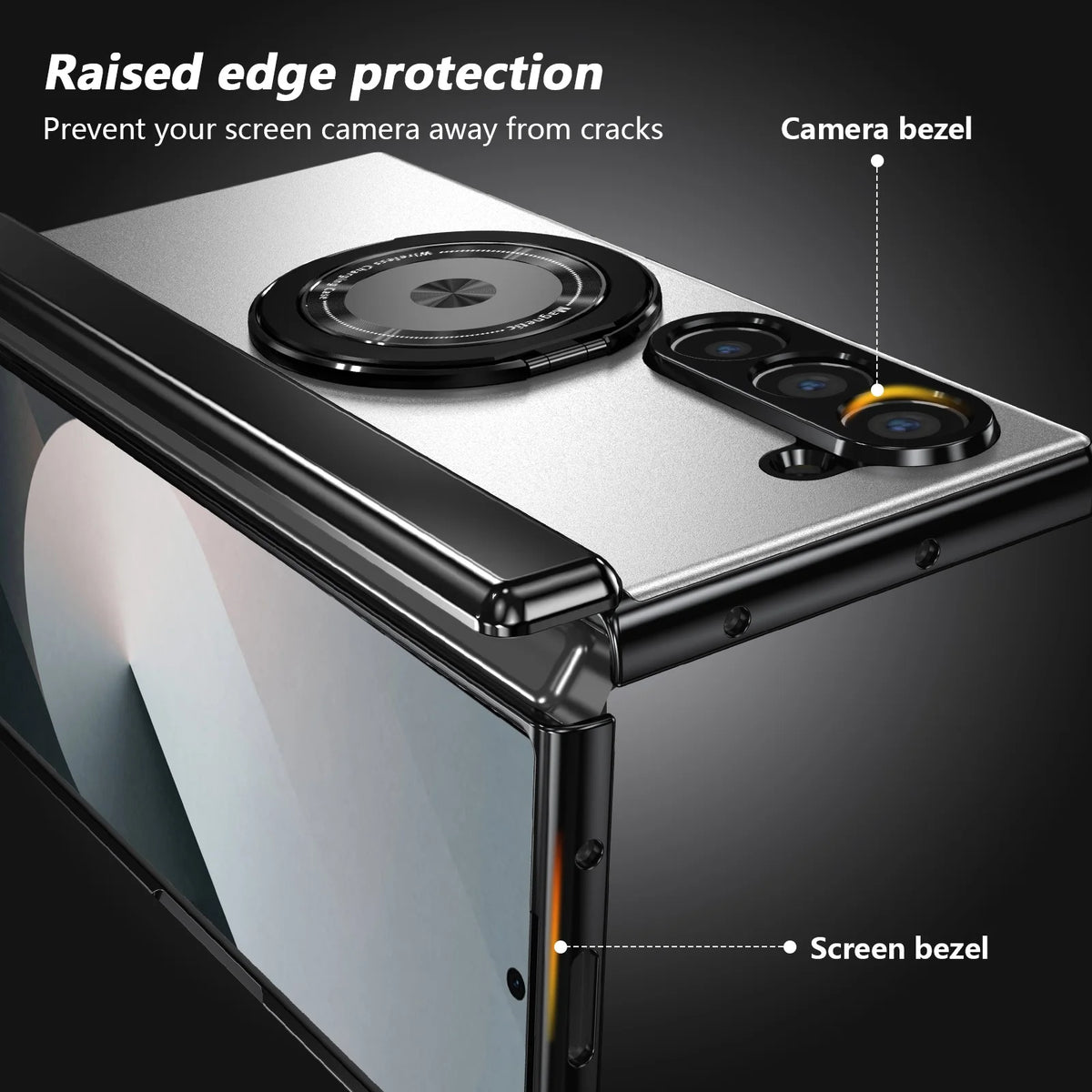 Aluminum Alloy Back Cover Phone Case for Samsung Galaxy Z Fold 8 Ultra 7/6/5/4 with 360° Rotating Ring Kickstand,Hinge Protector