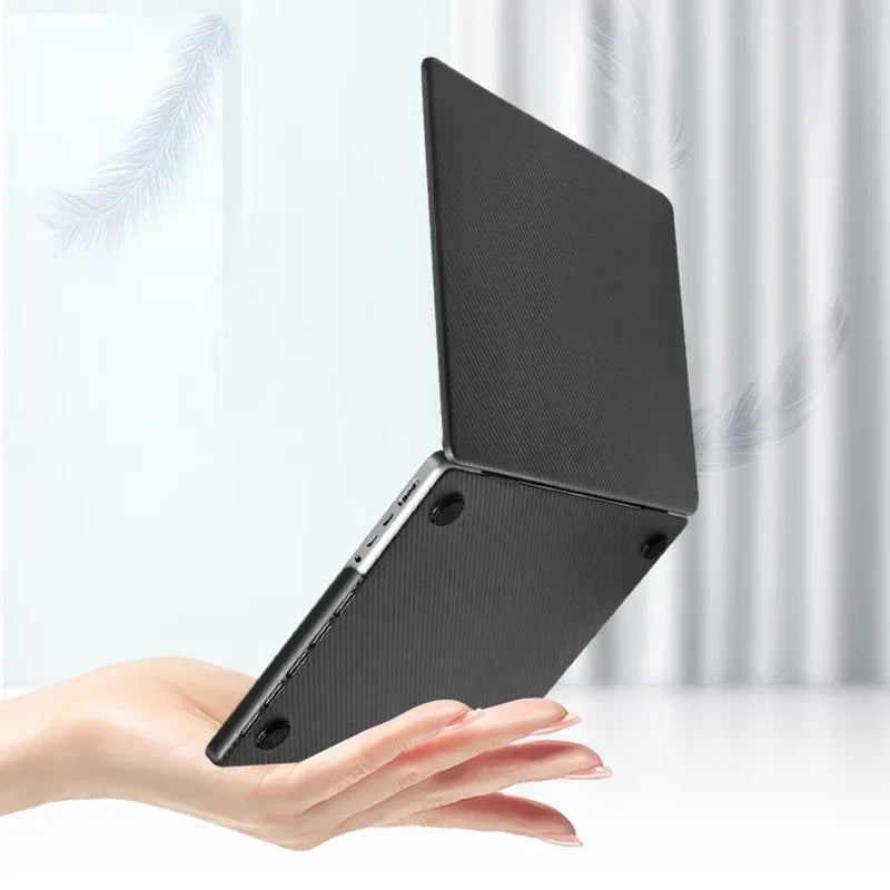 Carbon Fiber Texture Laptop Case For Macbook Air Pro M5 M4 M3 M2 M1 13 14 15 16 Inch 2026 2025 2024 2023 2022 2021 2020 Cover
