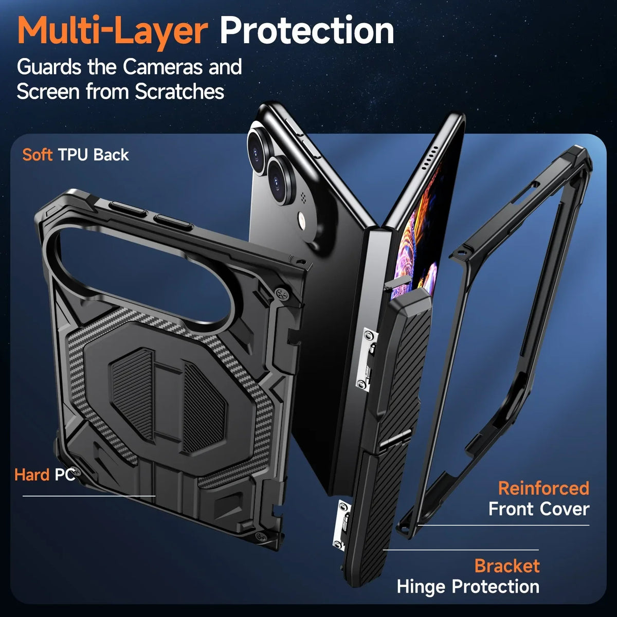Case For iphone Duo，Magnetic Magsafe Anti Drop Kickstand Central Axis Slim Fit Protection Cover phone accessories