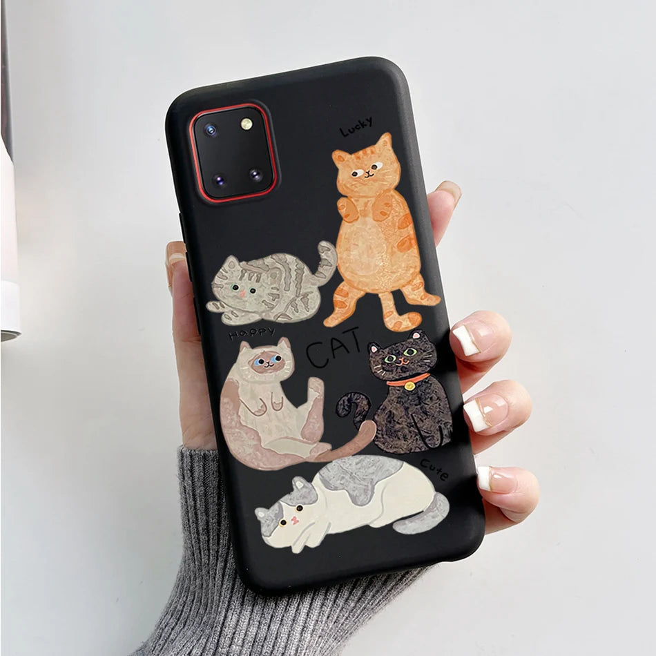 For Samsung Galaxy Note10 Lite Case SM-N770F 6.7'' Cute Bear Cartoon Cat Cover Soft TPU Phone Case For Samsung Note 10 Lite Bags