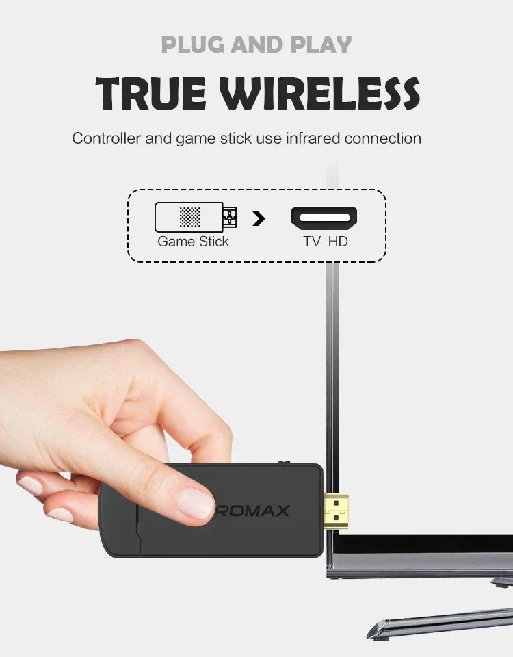 DATA FROG Portable Retro TV Game Stick Wireless USB Console with 1800 Built-in Classic NES/Dendy Games