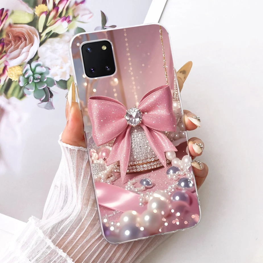 For Samsung Galaxy Note 10 Lite Case SM-N770F Luxury Flowers Painted Cover Soft Silicone Case For Samsung S10 Lite SM-G770F Bags