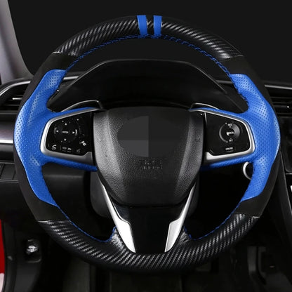 Car Steering Wheel Cover Non-slip Carbon Fiber Suede Braid For Honda Civic 10 2016-2021 CR-V CRV 2017-2021 Clarity 2018-2021