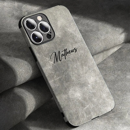Personalized Luxury Leather Lambskin Case For iPhone 11 12 13 14 15 16 18Pro Max Customized Name DIY Cover