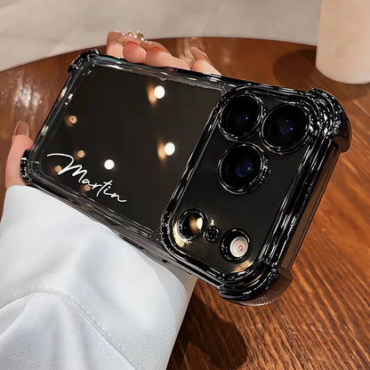 Customized Name Plating Clear Phone Cover For iPhone 11 12 13 14 15 16 17 18Pro Max Acrylic Lens Protector Four-Corner Anti-fall
