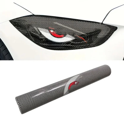 2 pack car headlight sticker grid eye decal, durable lampshade decorative sticker, suitable for car headlights and tail lights,