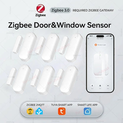 Zigbee Door Sensor Window Sensor Wireless Magnetic Open Closed Detector Smart Home Security Burglar Sensor For Tuya Z2M HA Hub