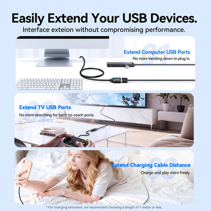 Vention USB 3.2 Extension Cable 10Gbps Data Cord for PC TV USB Drive Xbox One SSD Fast Speed Male to Female USB Extender Cable